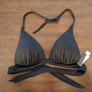 Victoria's Secret NWT Solid Black Havana Wireless Push Up Swim Bikini Top Sz L